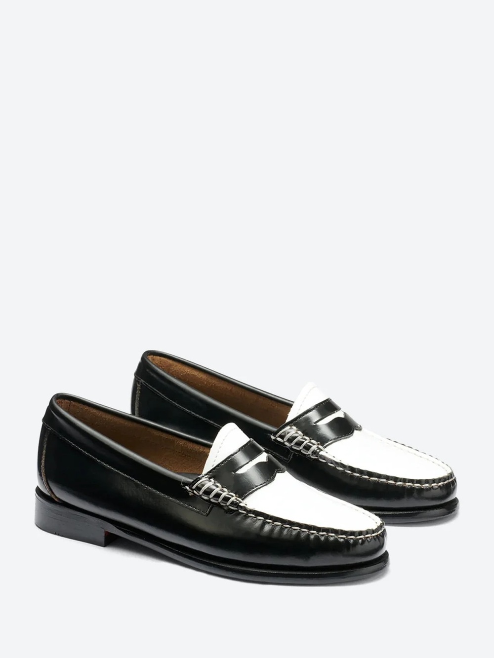 G.H. Bass & Co. Black and White Leather Penny Loafers